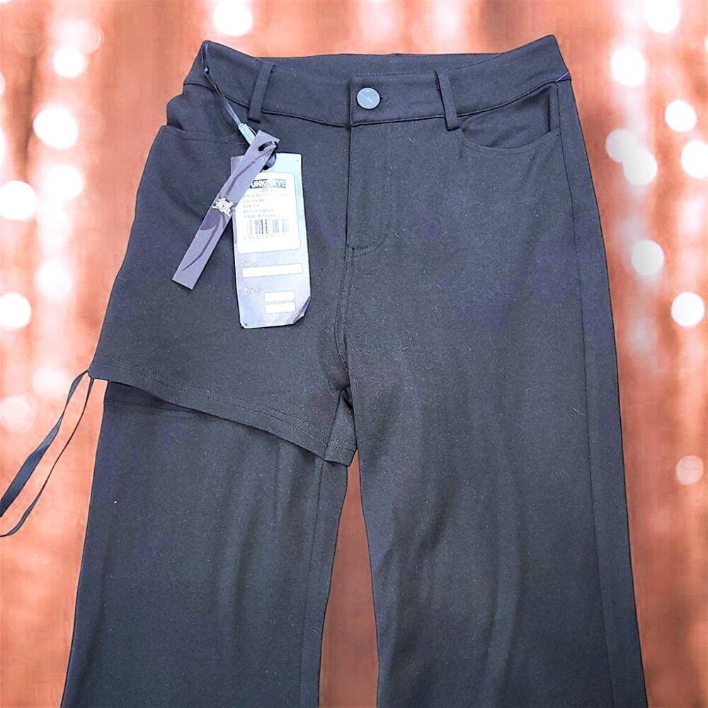 PunkRAVE black flare layered shorts over pants NWT